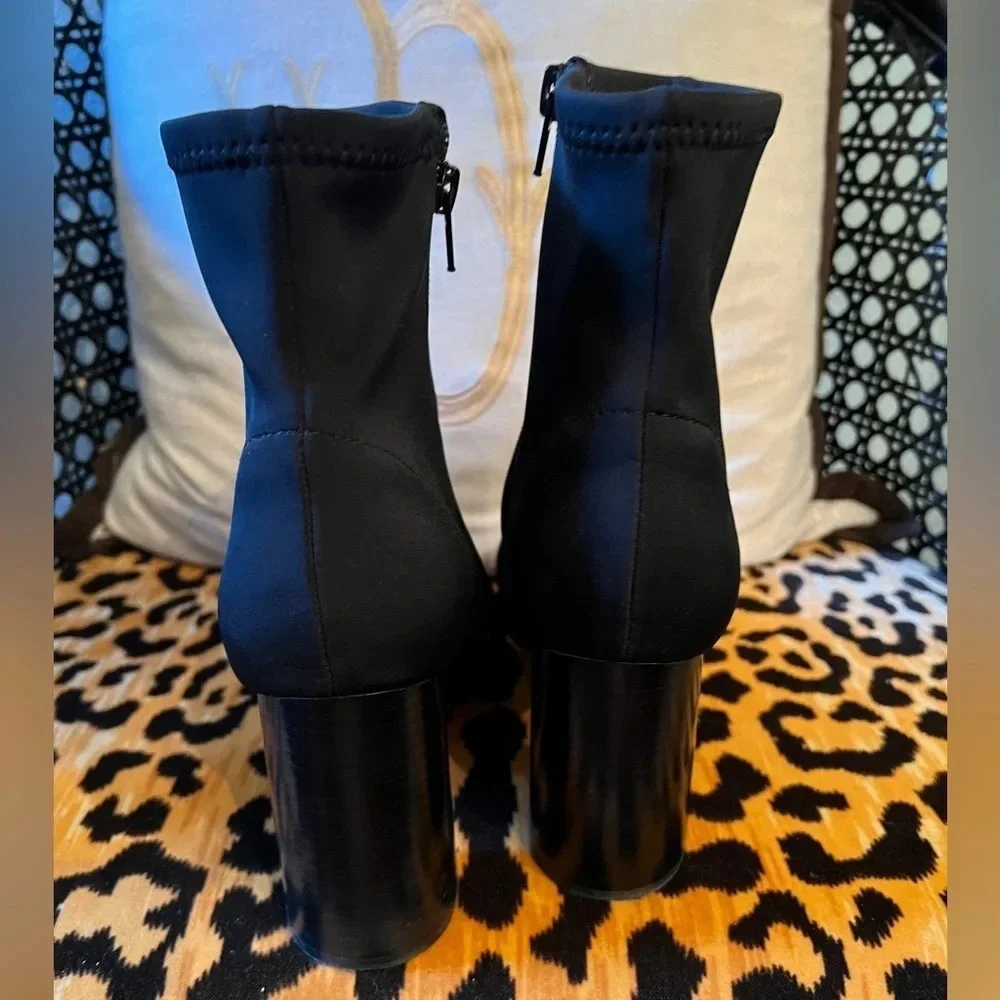 JEFFREY CAMPBELL Women's Siren Stretch Pointed Toe Booties Black Zipper Boots